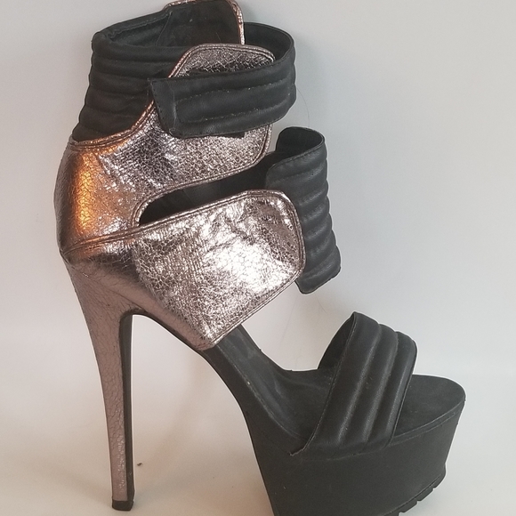 Size 10 Privileged Gunmetal & Black Stiletto Shoes - Picture 2 of 7